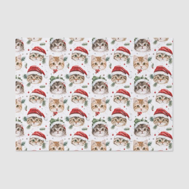 Papier Mousseline  Pretty Pattern Christmas Cat Face Illustrations (Recto)
