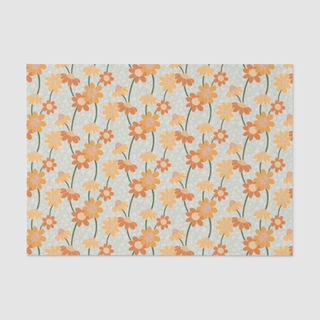 Papier Mousseline Pretty retro muted 1970 s flowers (Recto)