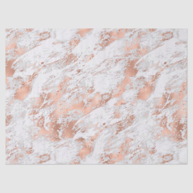 Papier Mousseline Pretty Rose Gold White Glitzy Marble (Recto)