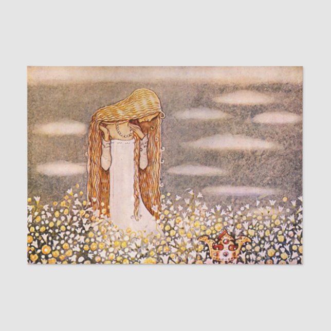Papier Mousseline “Princesse Tuvstarr” aquarelle de John Bauer (Recto)