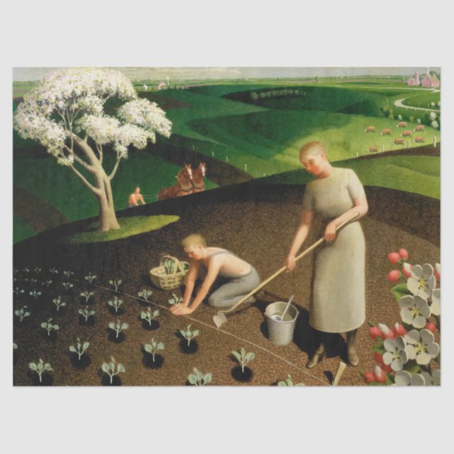 Papier Mousseline Printemps dans le pays par Grant Wood (Recto)
