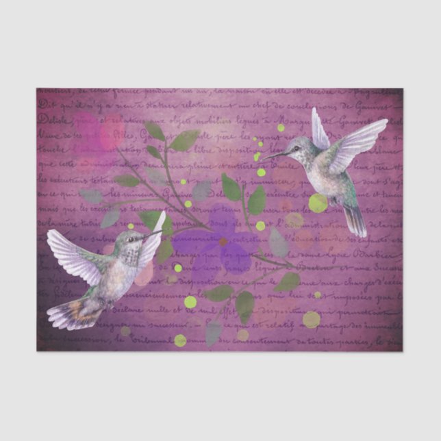 Papier Mousseline Printemps Hummingbird decoupage (Recto)