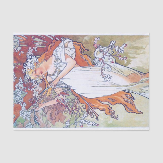 Papier Mousseline Printemps (quatre saisons), Alphonse Mucha (Recto)