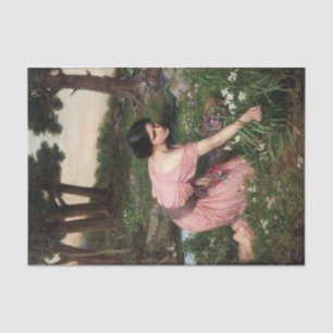 Papier Mousseline Printemps se répand un tour vert de fleurs - 1910