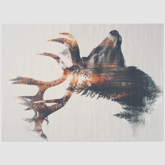 Papier Mousseline Profil de cerf à double exposition de découpage (Recto)