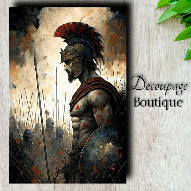 Papier Mousseline Profil de Guerrier Spartiate en Découpage (Spartan Warrior Profile Decoupage Tissue Paper)