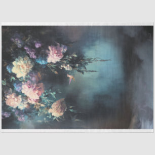 Papier Mousseline Promenade du soir, Oiseau de Humming et fleurs éth