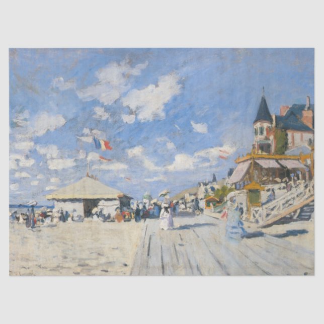 Papier Mousseline Promenade sur la plage à Trouville par Monet (Recto)