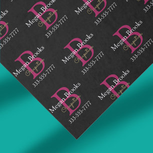 Papier Mousseline Promo Entreprise, Nom, Monogramme & Titre sur Fond