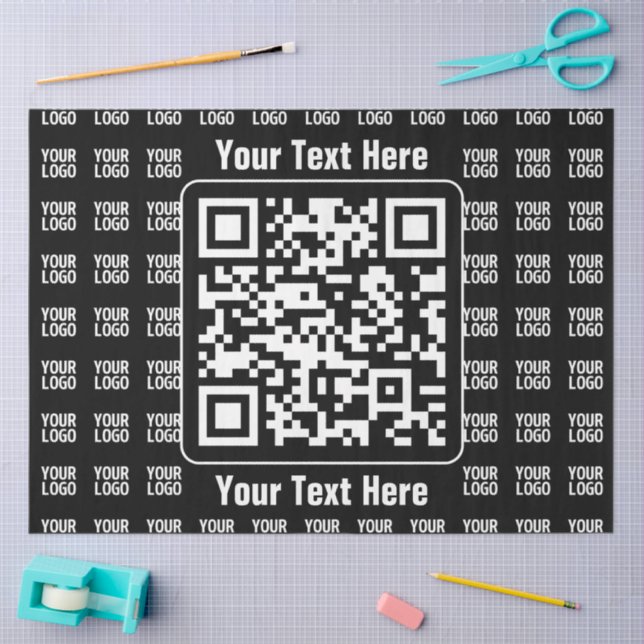 Papier Mousseline Promotional QR code (editable) plus Logo Pattern (Artisanat)