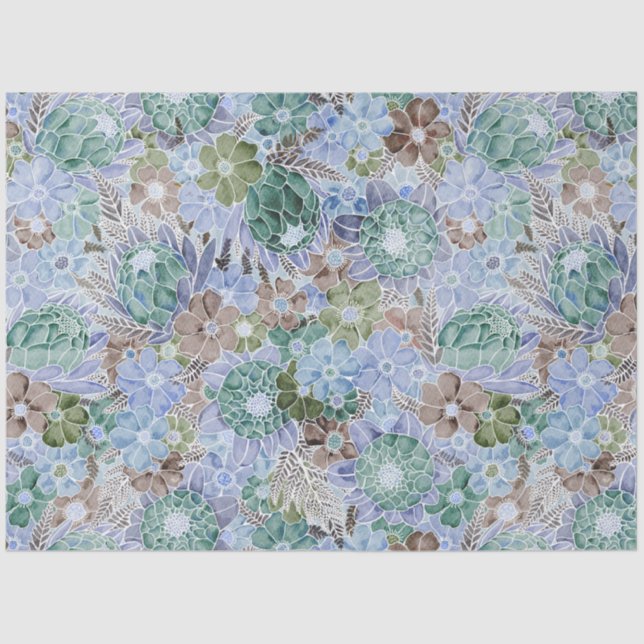 Papier Mousseline Protea Bleu super Et Motif Maisy Wrappin (Recto)