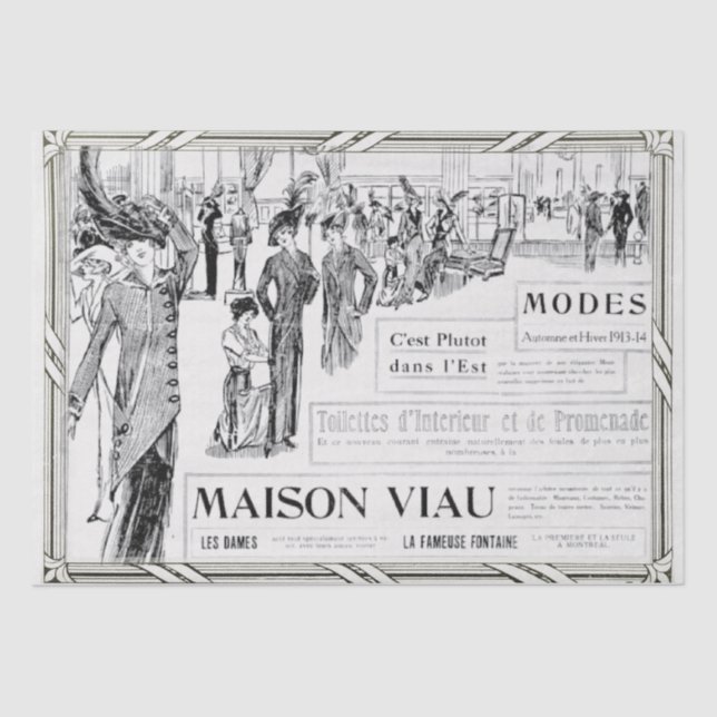 Papier Mousseline Publicité de mode française Lady Frame Découpage (Recto)