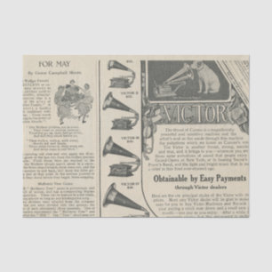 Papier Mousseline Publicité de phonographe vintage