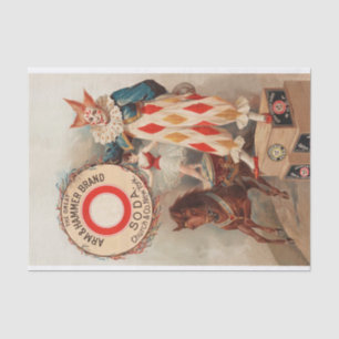 Papier Mousseline Publicité vintage Clown et Acrobat sur un cheval