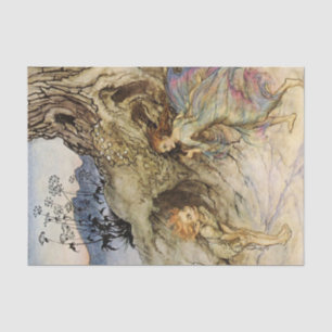 Papier Mousseline “Puck et une fée” Aquarelle d'Arthur Rackham