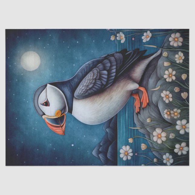 Papier Mousseline Puffin Bird Boho Mysart (Recto)