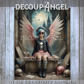 Papier Mousseline Punk Angel in Stripes Decoupage
