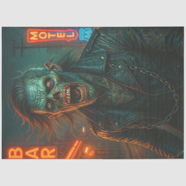 Papier Mousseline Punk Zombie dans la veste en cuir | Halloween goth (Recto)