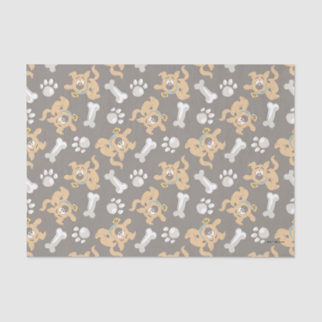 Papier Mousseline Puppy Scooby-Doo Bone & Motif Empreinte de patte (Recto)