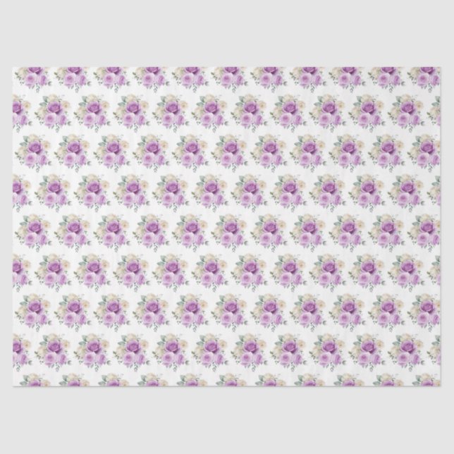Papier Mousseline Purple and Silver Elegant Flowers (Recto)