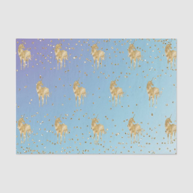 Papier Mousseline Purple Aqua Gold Sparkle Unicorn (Recto)