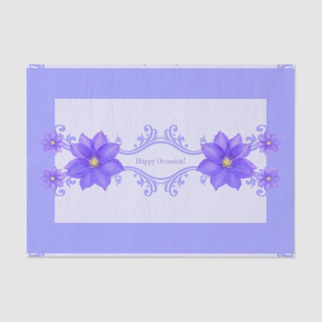 Papier Mousseline Purple Clematis Bonne Occasion Cadeau Papier Tissu (Recto)