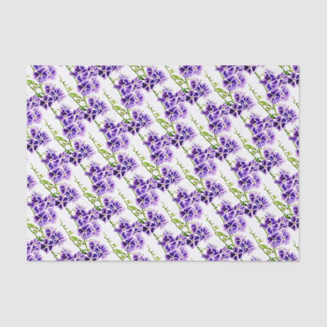 Papier Mousseline Purple Duranta Skyflower aquarelle motif floral (Recto)