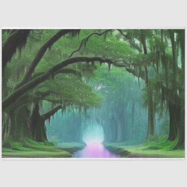 Papier Mousseline Purple Enchantant Bayou Louisiane Découpage (Recto)