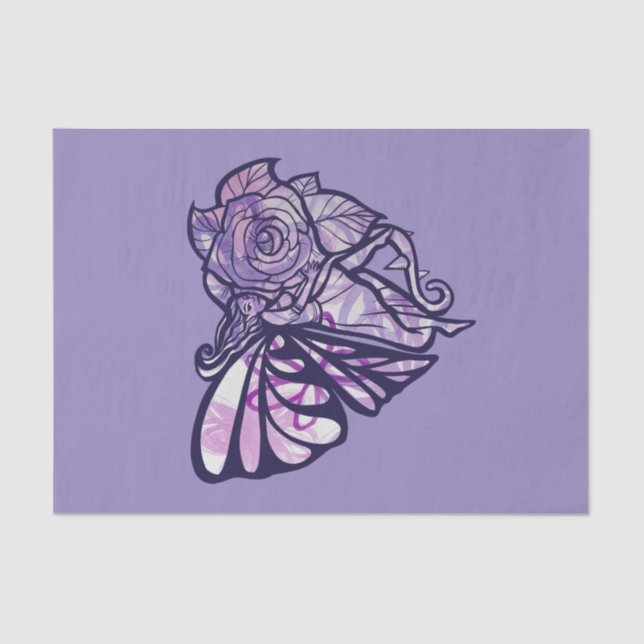 Papier Mousseline Purple Fairy Garden Rose Fées Jardinage Coeur (Recto)