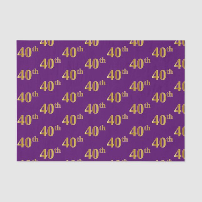 Papier Mousseline Purple, Faux Gold 40th (Quarantième) (Recto)