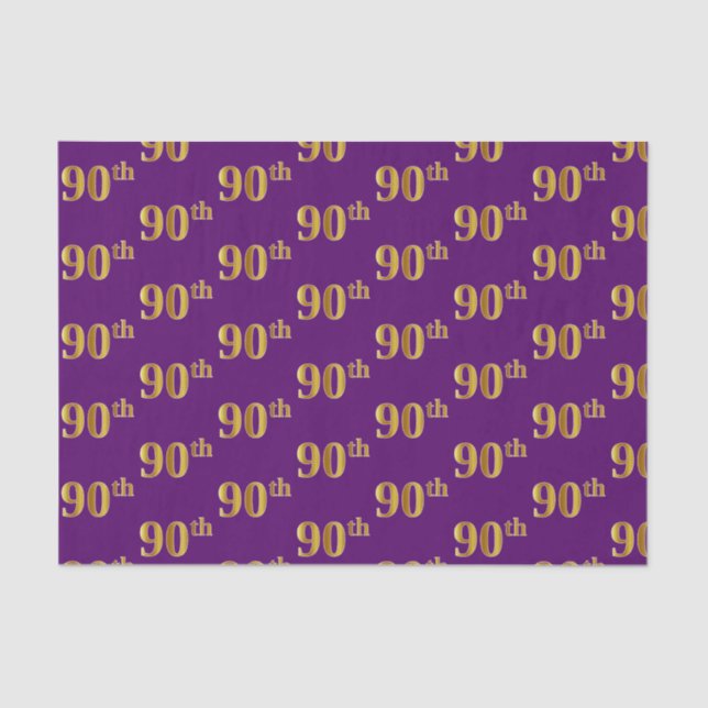 Papier Mousseline Purple, Faux Gold 90th (Ninetieth) (Recto)