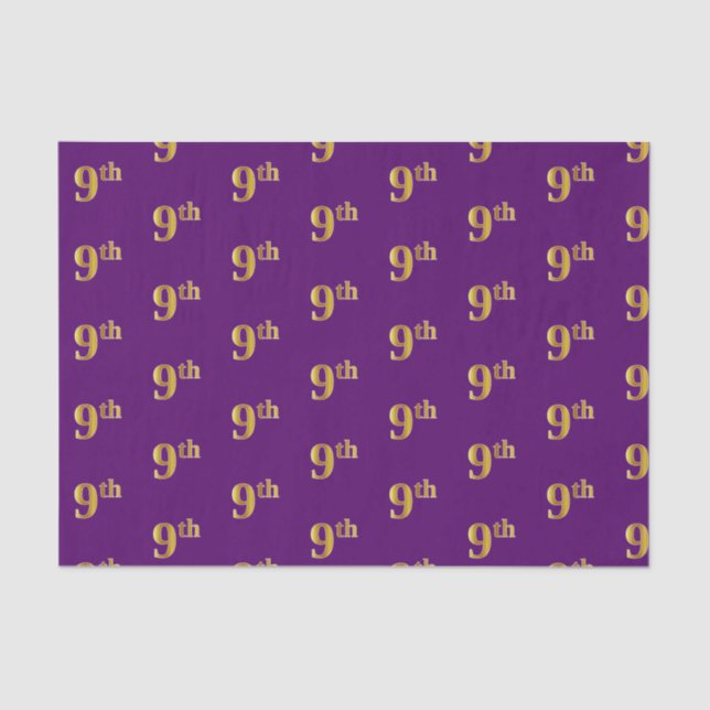 Papier Mousseline Purple, Faux Gold 9th (Neuvième) Event Tissue Pape (Recto)
