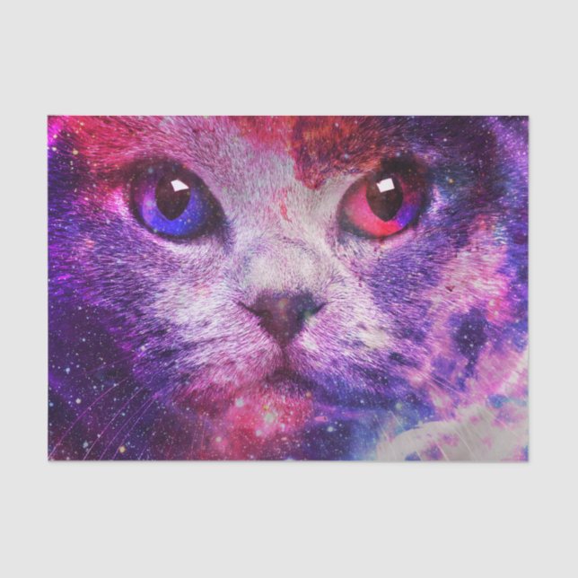 Papier Mousseline Purple Galaxy Cat  (Recto)