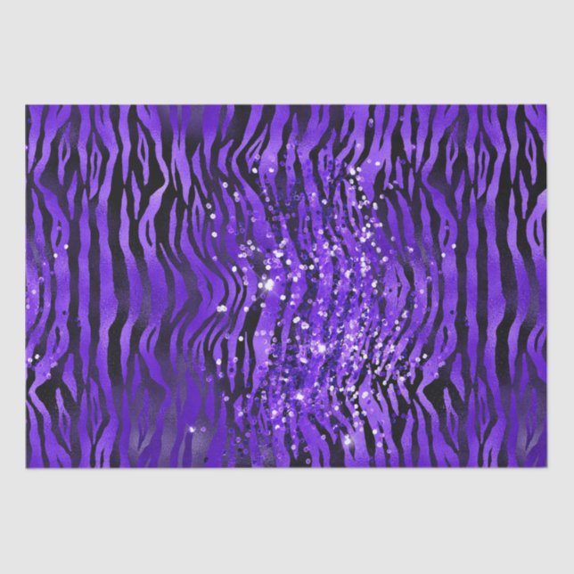 Papier Mousseline Purple Glam Zebra Stripes Glitter Sparkle Design (Recto)