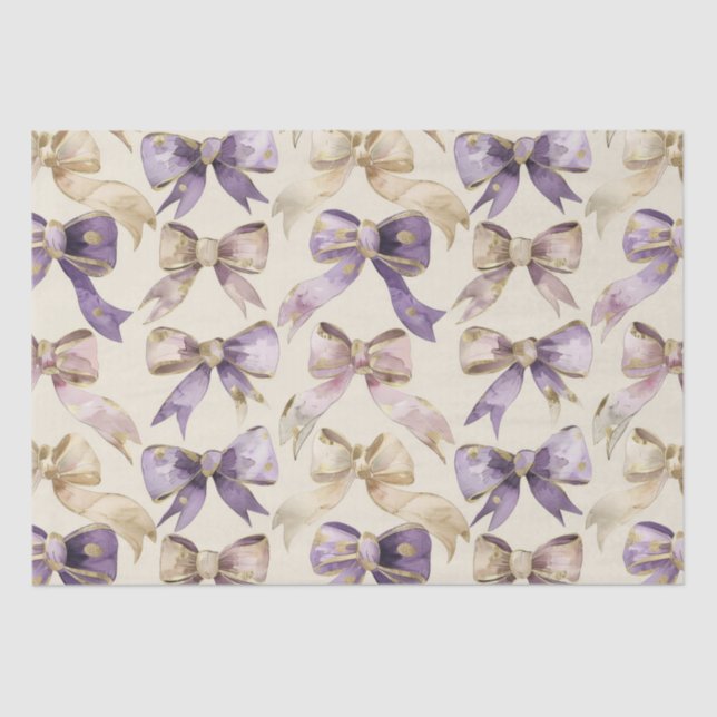 Papier Mousseline Purple Gold Bows Anniversaire (Recto)