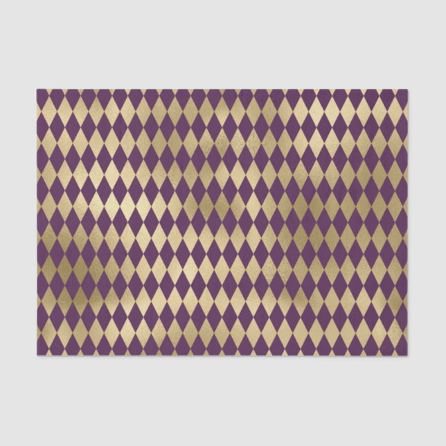 PAPIER MOUSSELINE PURPLE & GOLD DIAMOND JACQUARD MOTIF (Recto)