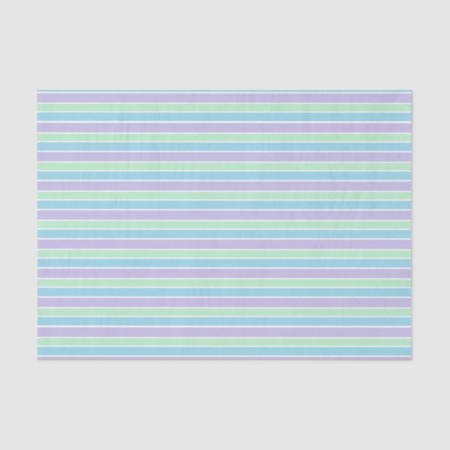 Papier Mousseline Purple, Green and Blue Pastel Stripes (Recto)
