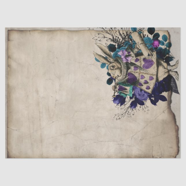 Papier Mousseline Purple Herald White Rabbit Alice au pays des merve (Recto)