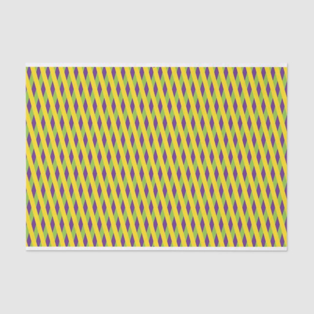 PAPIER MOUSSELINE PURPLE JAUNE MARDI GRAS DIAMOND MOTIF (Recto)