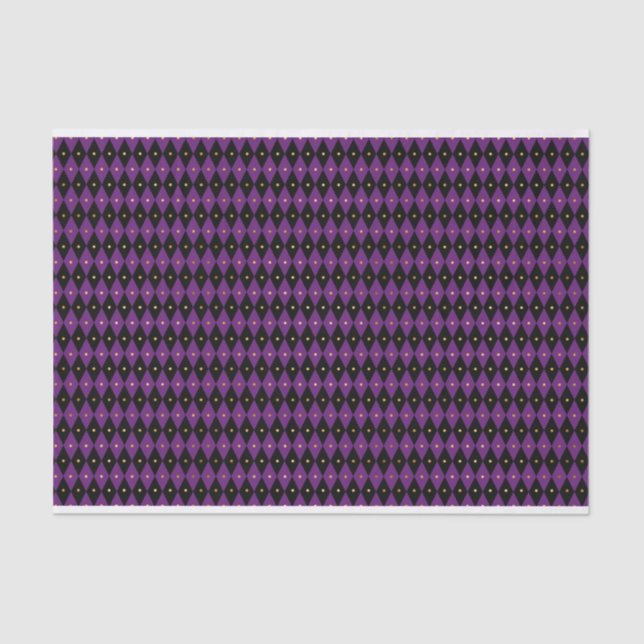 PAPIER MOUSSELINE PURPLE & NOIR MARDI GRAS MOTIFS DIAMOND (Recto)