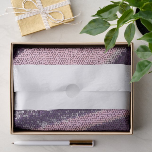 Papier Mousseline Purple pink abstract stripes with elegant sparkle (Cadeau)