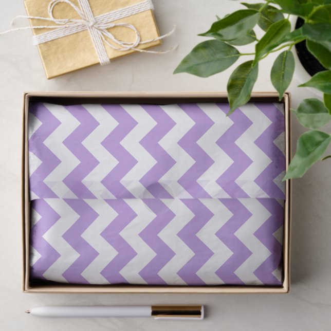 Papier Mousseline Purple Zigzag, Purple Chevron, Motif géométrique (Cadeau)