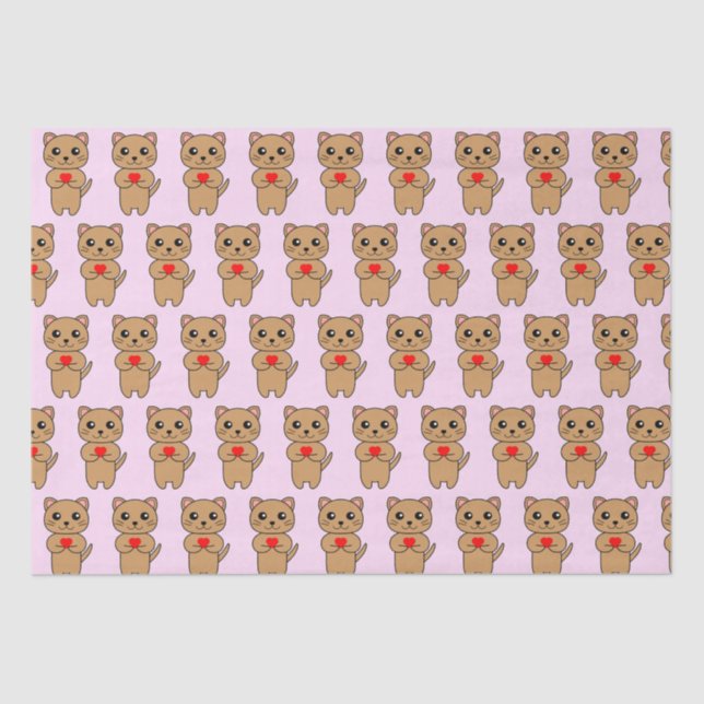 Papier Mousseline Purrfect amour rose (Recto)