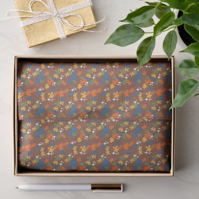 Papier Mousseline Puzzles - Contour de couleur d'automne sur fond de (Cadeau)