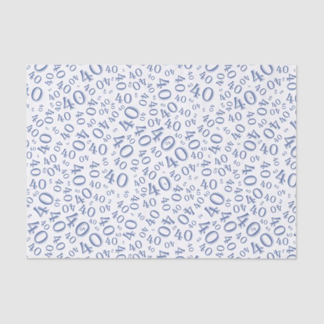 Papier Mousseline quarantième Motif bleu et blanc d'anniversaire de (Recto)