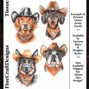 Papier Mousseline Quatre chiens cow-boys occidentaux en chapeaux DN9