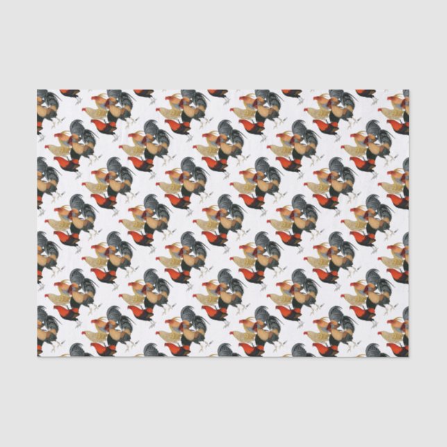 Papier Mousseline Quatre Gamecocks (Recto)