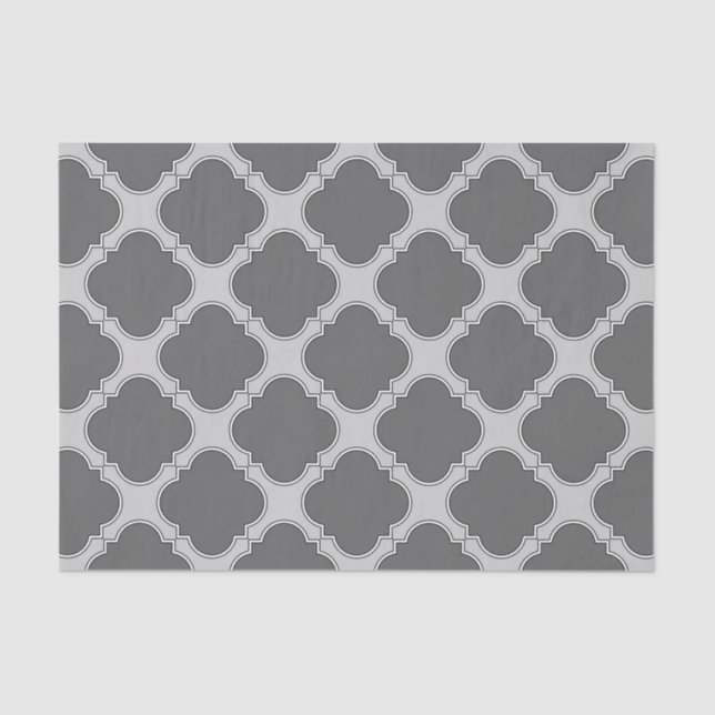 Papier Mousseline Quatrefoil dans les tons gris (Recto)