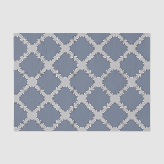 Papier Mousseline Quatrefoil gris bleu (Recto)