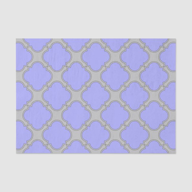 Papier Mousseline Quatrefoil periwinkle et gris (Recto)